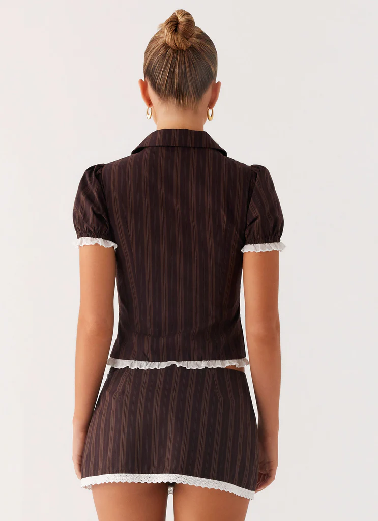 Janette Low Rise Micro Mini Skort - Toffee Stripe 4