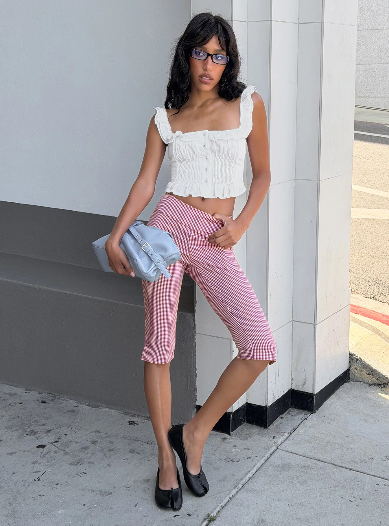 Rossie Capri Pants Red Gingham 2