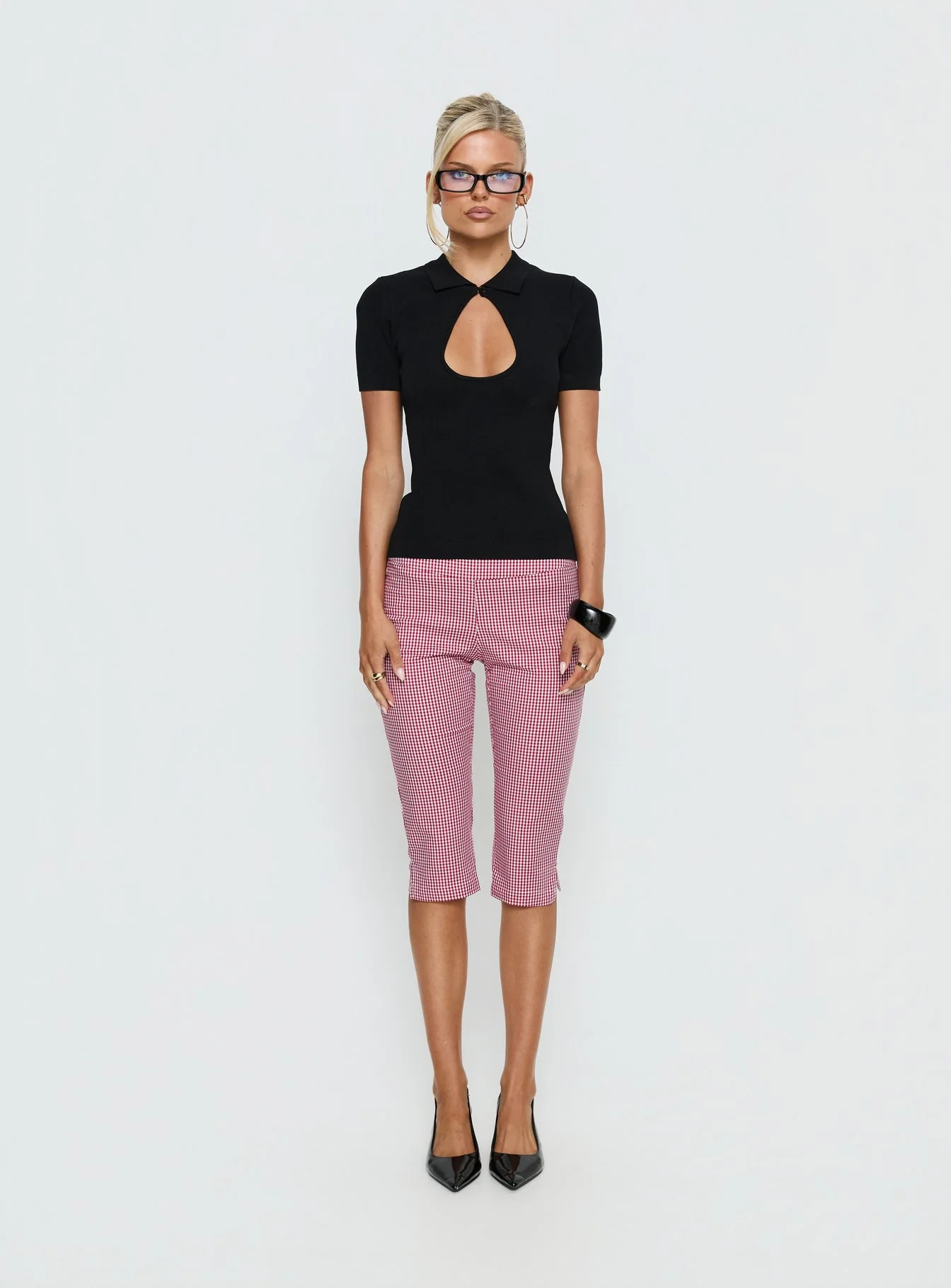 Rossie Capri Pants Red Gingham 9