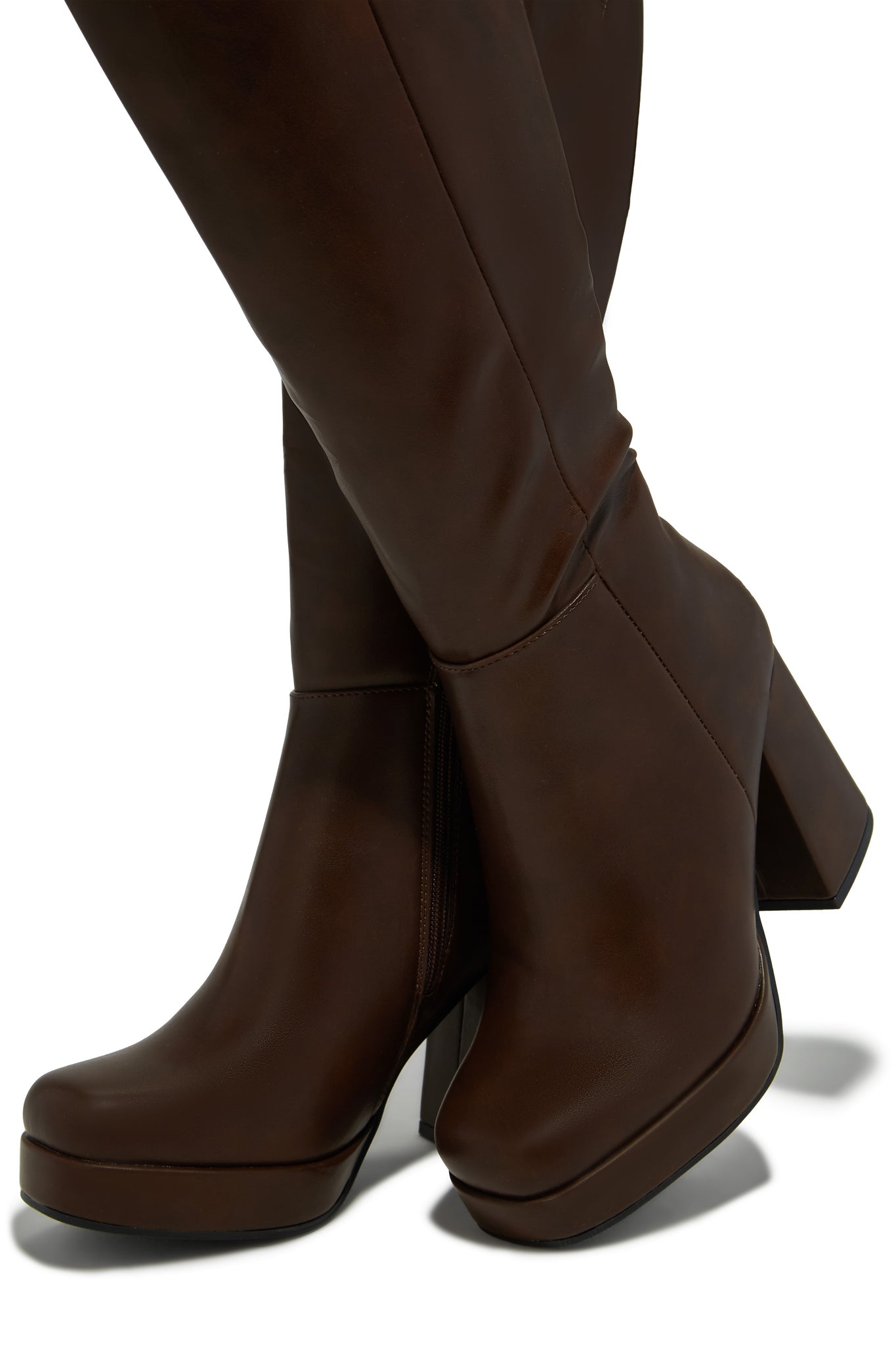 Hudson Brown Platform Block Heel Boots 4