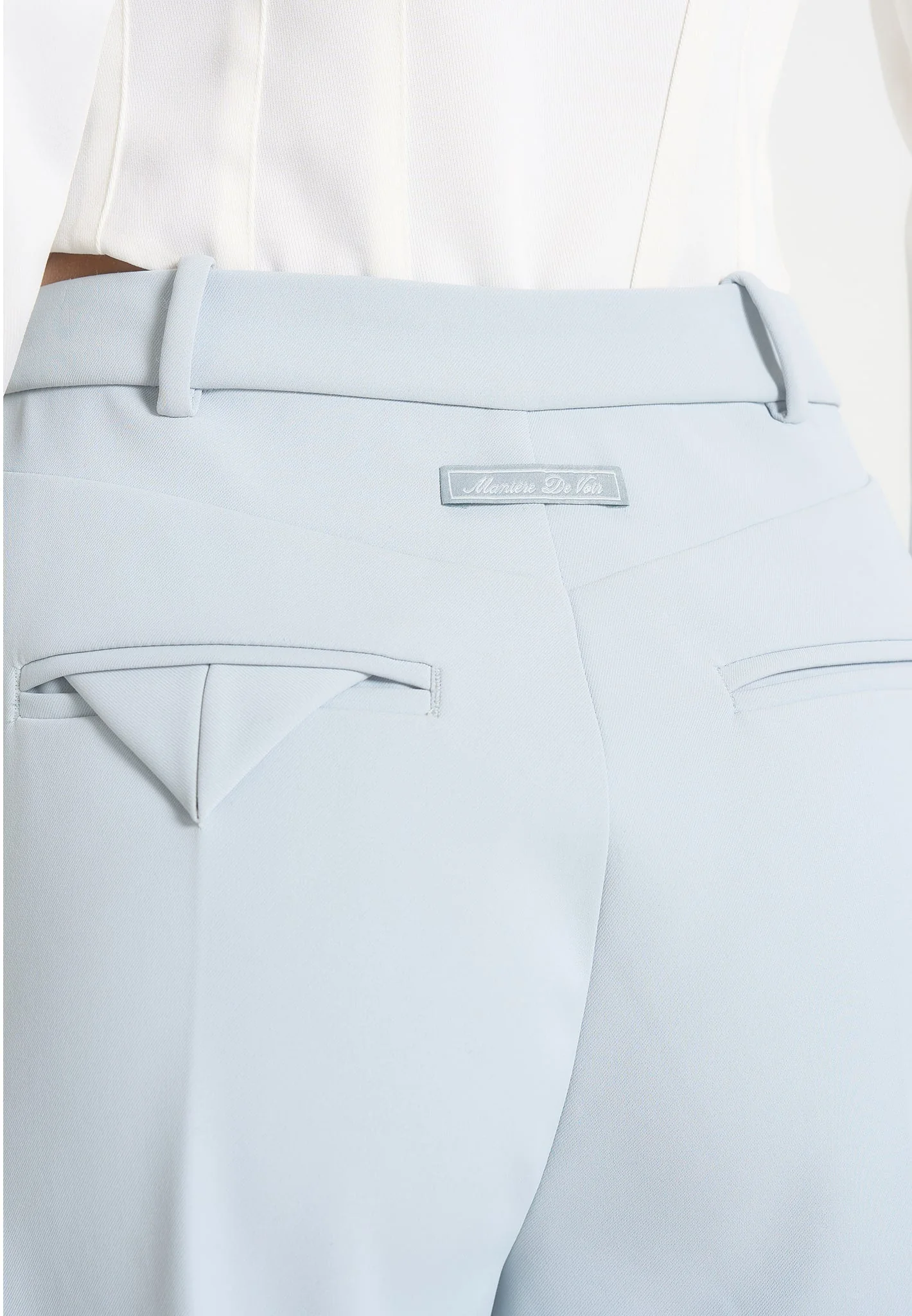 Julie in Pale Blue Tailored Twin Pleat Pants 4