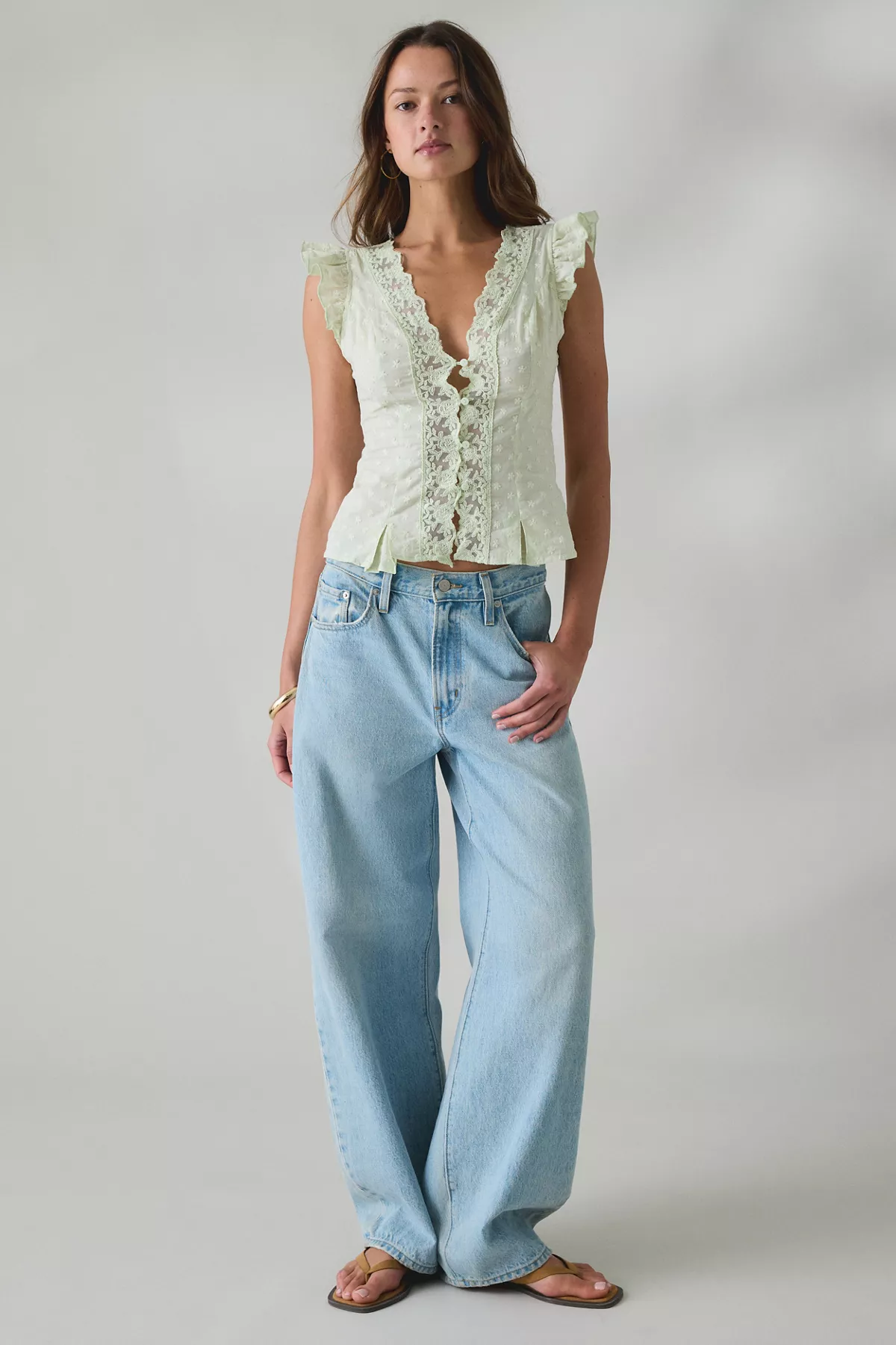 Kimchi Blue Aurelia Lace Trim Flutter Sleeve Blouse 5