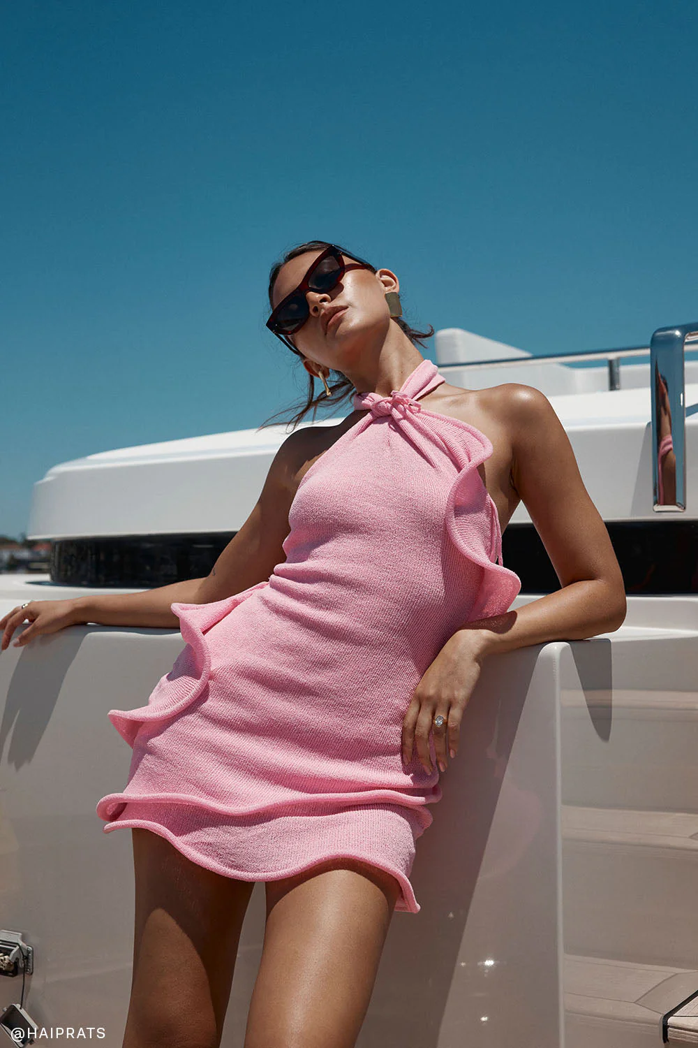 Caprice Halter Knit Mini Dress - Bubblegum Pink 2