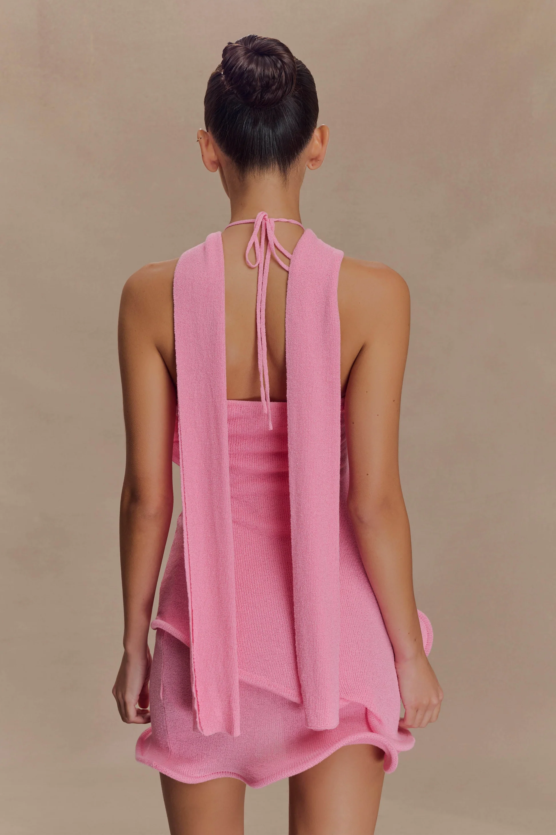Caprice Halter Knit Mini Dress - Bubblegum Pink 4